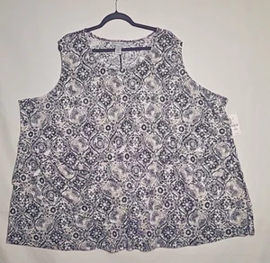 NWT 5XLarge 34/36W Catherines Plus Size Geo Print Layers Tank Top Blouse - Picture 1 of 5