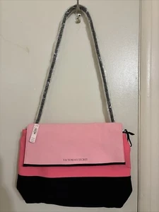 Victoria’s Secret Pink Black Beach Cooler Bag Tote Shoulder Lunch Picnic NWT - Picture 1 of 24