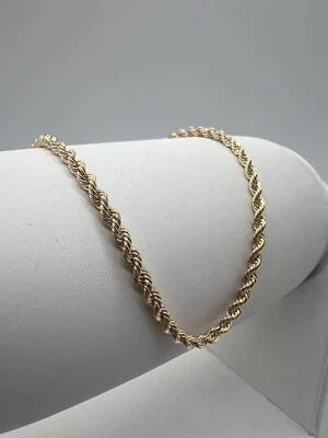 Brazalete de cuerda de oro amarillo de 9 quilates para damas - 3 mm de ancho - totalmente con sello del Reino Unido y en caja Foto 1 de 4