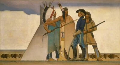 Indians, Corn and the American West Maynard Dixon 1940 Southwestern Art Print - Image 1 of 2
