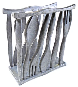 Metal Napkin Holder Fork Spoon Knife Cutlery Dull Metal Finish - Picture 1 of 5