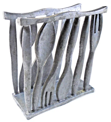 Suporte para guardanapo de metal garfo colher faca talheres acabamento metálico maçante - Imagem 1 de 4