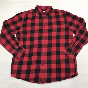 ST JOHNS BAY Flannel Shirt Men M Red Black Buffalo Plaid Lumberjack Gorp Outdoor - Picture 1 of 15