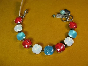 MARIANA BRACELET SWAROVSKI CRYSTALS TENNIS BEADS Red Blue White Patriotic Gift - Picture 1 of 2