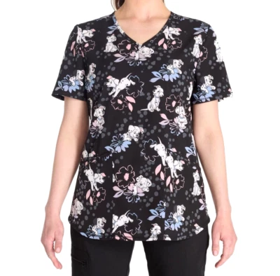 Scrubstar Womens Size Large Spot the Puppy Scrub V Neck Print Top - Image 1 of 4