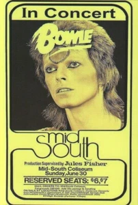 Mini póster/tarjeta postal de concierto reimpresión David Bowie 30/06/74 Tennessee 4"x6" 0072 - Imagen 1 de 1