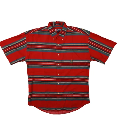 Chap Ralph Lauren Vintage Red Stripe Short Sleeve Button Up Shirt size Medium - Image 1 of 4