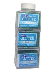 Lot of 3 Sulyn Extra Fine Glitter Emerald 2.5 oz Container - Picture 1 of 4