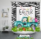 Funny Bunny Easter Eggs Shower Curtain Farm Green Truck Bathroom Accessories Set