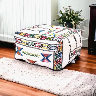 Moroccan Kilim Pouf, Floor Vintage Moroccan Ottoman,Floor pillow - Image 1 of 3