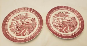 Paar seltene Copeland Spode MANDARINE PINK rote Salatteller ~ neuwertig - Bild 1 von 5