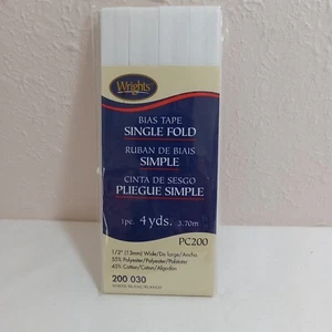 Wrights Single Fold Bias Tape 4 YD 1/2" W PC200 030 White - Picture 1 of 4