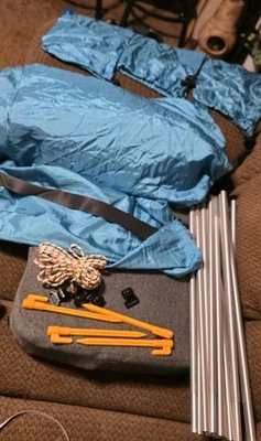 Tienda toldo lona paracaídas 16 ft x 8 ft, árbol para autocaravana con bolsas de arena 1 poste largo de 16 ft Foto 1 de 4