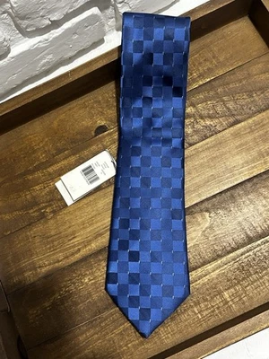 Corbata cosida a mano Metropolitan By Lord & Taylor 100 % seda patrón geométrico azul nueva con etiquetas Foto 1 de 4