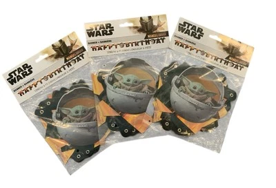 Banner de feliz cumpleaños Star Wars Mandalorian 6 pies NUEVO - LOTE DE 3 Foto 1 de 4