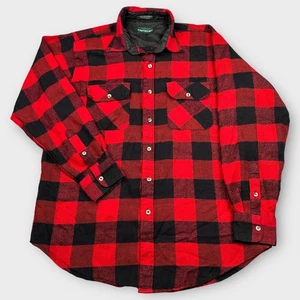 Campus Shirt Mens Large Red Black Buffalo Plaid Flannel Button Up Outdoors VTG - Picture 1 of 6