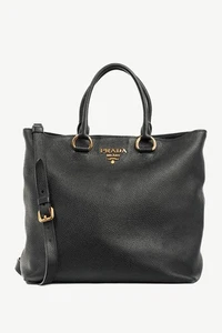 Prada Nero Vitello Phenix Leather Shopping Tote - Picture 1 of 11