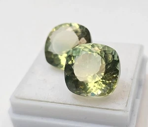 Natural Pair Certified 9-10 Ct Bi-Colour Tourmaline Cushion Cut Gemstone KH901 - Picture 1 of 6