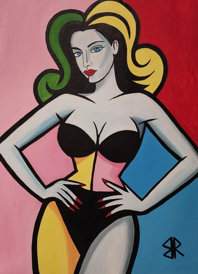 BR - SPLIT PERSONALITY - Original Acrylic Painting  - 30" x 40" Large Beauty - Image 1 of 1