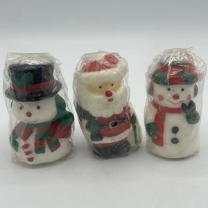 Vintage Robert Alan Santa  Snowmen Christmas Wax Novelty Candle NOS  Holiday - Picture 1 of 10