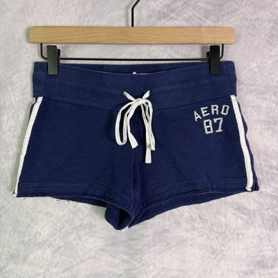 Micro shorts femininos vintage Y2K Aeropostale tamanho XS lounge cordão atlético - Imagem 1 de 4