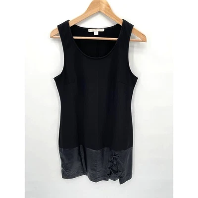 Vestido preto sem mangas BOSTON PROPRIAMENTE DITO com detalhe de gravata de couro sintético // P  - Imagem 1 de 4