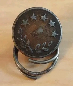 Antiker 5 Sterne Kranz Militär Arbeitsuniform Knopf Pat. 1913-1918 Wackelschaft - Bild 1 von 5