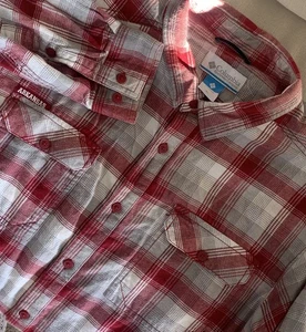 Columbia Flannel Shirt Mens XL Arkansas Razorbacks Red Plaid Logo Outdoors SEC - Picture 1 of 17