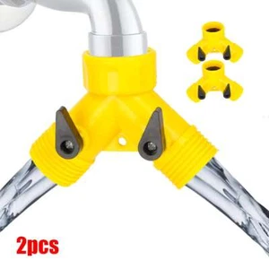 2 Pack Water Hose Splitter 2 Way 3/4" Hose Connector Outdoor Garden Y Valve Pipe - Picture 1 of 12