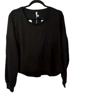 Sudadera Lanston Corte Espalda Mezcla Algodón Manga Larga en Negro Talla L Nueva con Etiquetas - Imagen 1 de 9