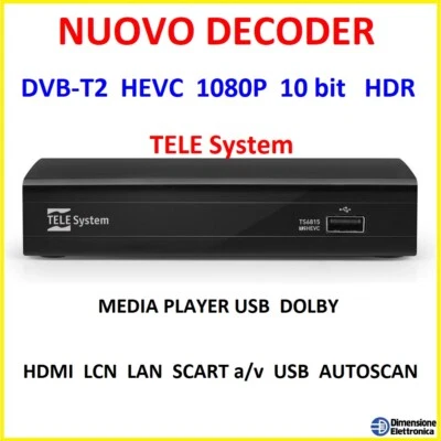 Decoder Telesystem Ricevitore Digitale Terrestre dvb-t2 HD hdmi usb Scart Lan - Immagine 1 di 3
