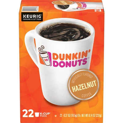 Dunkin' Donuts Hazelnut Coffee 22 to 132 Count Keurig K cup Pick Any Size  - Image 1 of 2