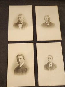 4 retratos fotográficos vintage posiblemente antiguos en blanco y negro de hombres jóvenes - Imagen 1 de 16
