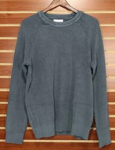 NEW Men's AE Shaker Stitch Crewneck Cotton Sweater Ribbed Pullover Blue $60 - Picture 1 of 5