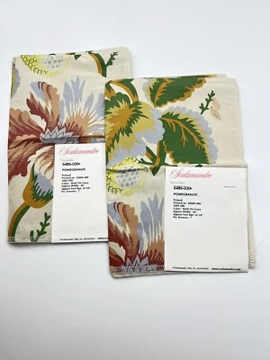 2 pieces- Scalamandre fabrics POMEGRANATE- 24" by 18"- Color Multi Ivory - Image 1 of 3