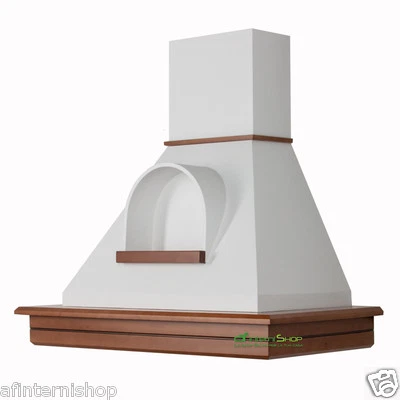 CL90-NBBnb52 Cappa STOCK cucina legno rustica 90 Noce biondo cono nicchia bianco - Immagine 1 di 4