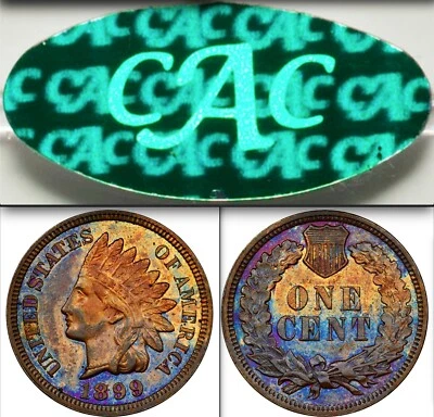 1899 NGC PR62 CAC PROOF 1C Beautiful Coloring -- Only 2,195 Minted! Indian Cent - Image 1 of 4