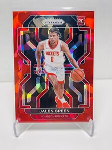 2021 JALEN GREEN PRIZM RED CRACKED ICE RC ROOKIE CARD #306 ROCKETS COLOR MATCH