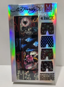 Ed Hardy New In Box Size M 4 Pack Performance Boxer Briefs Skulls /Dragons/Roses - Picture 1 of 4