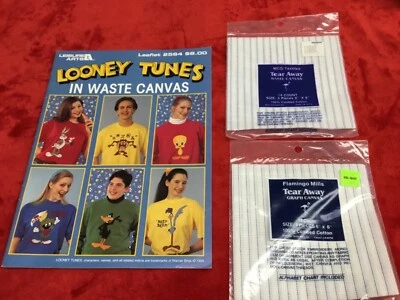 LOONEY TUNES Cross Stitch 22 Designs Bugs Tweety Taz (plus waste canvas) - Image 1 of 4