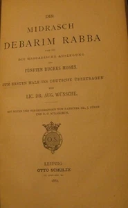 1882 Der Midrasch Debarim Rabba Dr. August Wunsche Aggadah Deuteronomy Leipzig - Picture 1 of 7