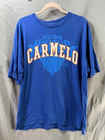 Carmelo Anthony Shirt Adult XL Blue NBA Short Sleeve Pullover Tee Mens Cover