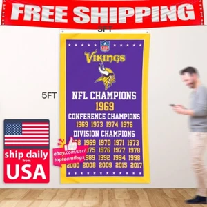 Minnesota Vikings 3x5 ft Banner Football Champions Man Cave Flag FREE Shipping - Picture 1 of 12