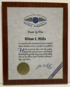 Ye Anciente And Secret Order of Quiet Birdmen Certificado Goodfellow Aviación - Imagen 1 de 12