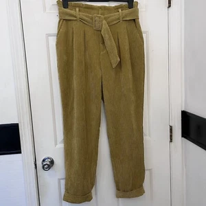 Vintage Wild Fable Pants High Waist Belted Golden Tan Ankle Corduroys Sz 14 NWT - Picture 1 of 10