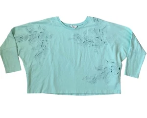 Anthropologie Women's XL Embroidered Lace Applique Dolman Floral Sweatshirt - Picture 1 of 11