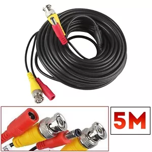 5 METRE BNC MALE PLUG TO RCA PHONO LEAD CCTV VIDEO CAMERA TV MONITOR CABLE UK - Picture 1 of 7