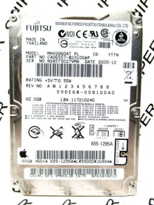 Fujitsu 60GB MHV2060AT PL CA066557-B23100AP IDE Laptop Hard Drive - WIPED&TESTED - Image 1 of 4