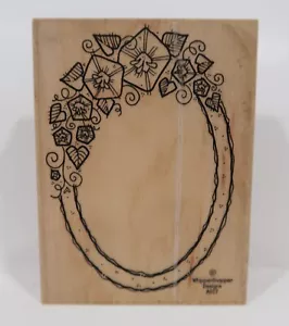 1990's Whipper Snapper Designs Rubber Stamp, A017 Oval Mirror & flowers - Picture 1 of 3