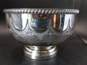 VINTAGE SHEFFIELD REPRODUCTION SILVER PLATE FLORAL SWAG DESIGN ROSE PUNCH BOWL - Bild 1 von 10